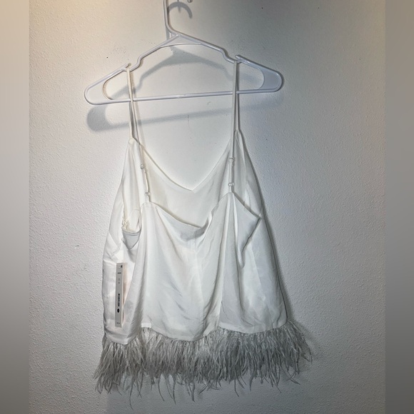 Aqua Feather Trim Camisole 100% Exclusive in White NWT Size XL - Picture 7 of 7